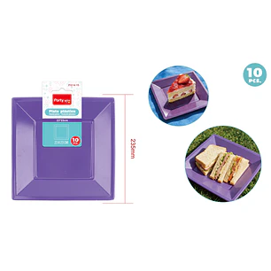Platos Plastico Morado 23Cm 10 Unidades
