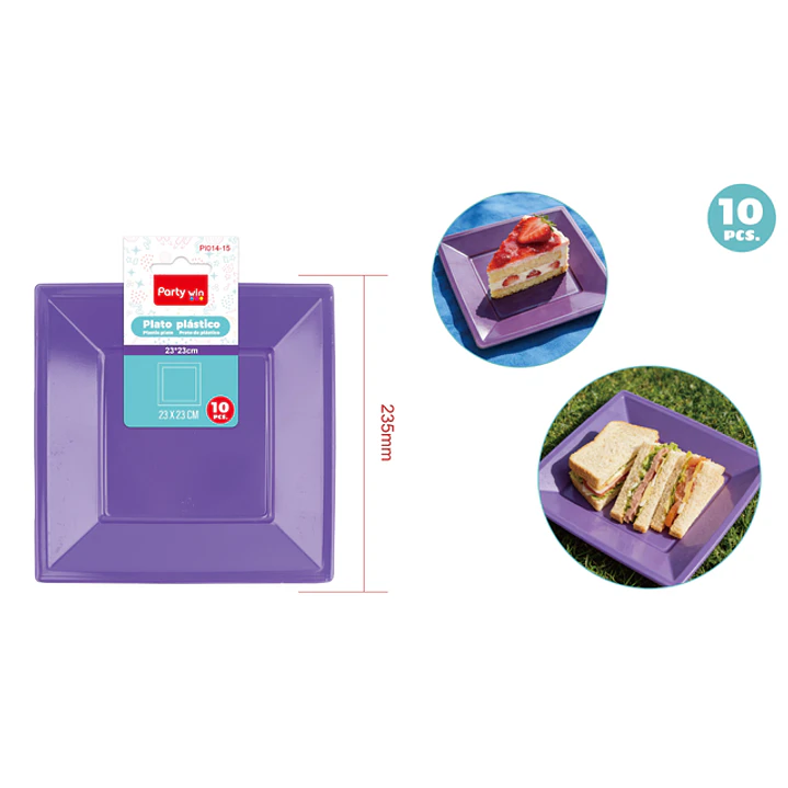 Platos Plastico Morado 23Cm 10 Unidades 1