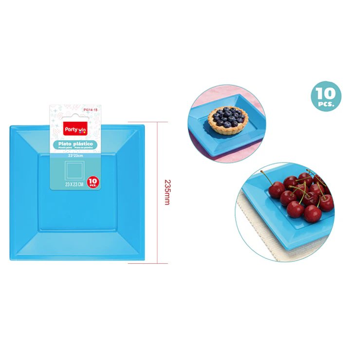 Platos Plastico Celeste 23Cm 10 Unidades 1