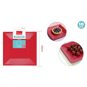 Platos Plastico Rojo 23Cm 10 Unidades