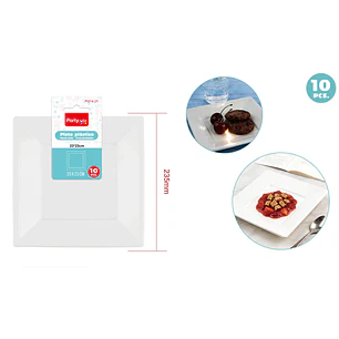 Platos Plastico Blanco 23Cm 10 Unidades