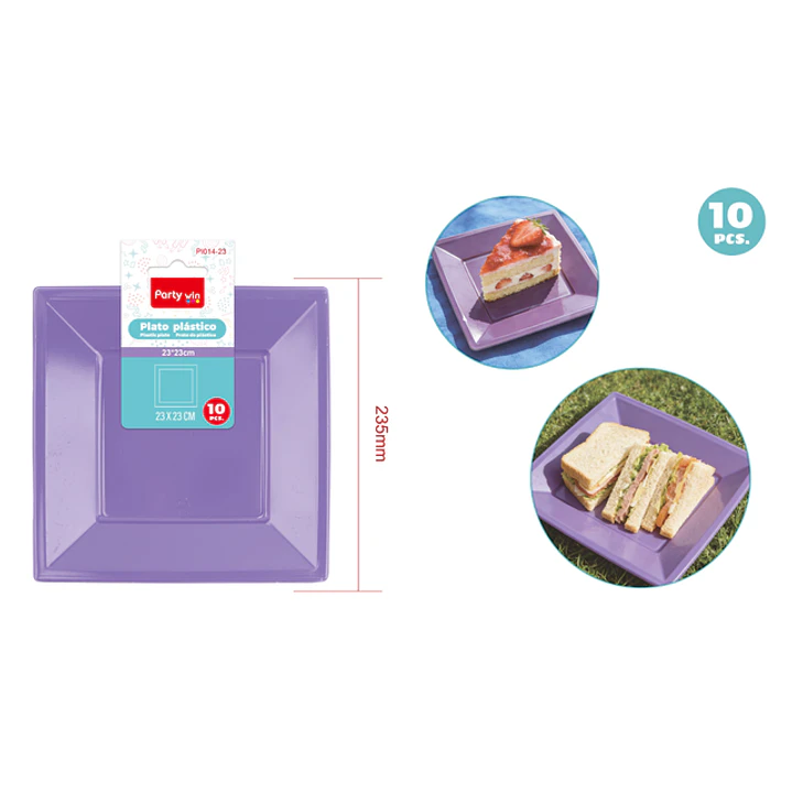 Platos Plastico Morado Claro 23Cm 10 Unidades 1
