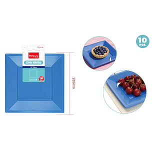 Platos Plastico Azul 23Cm 10 Unidades