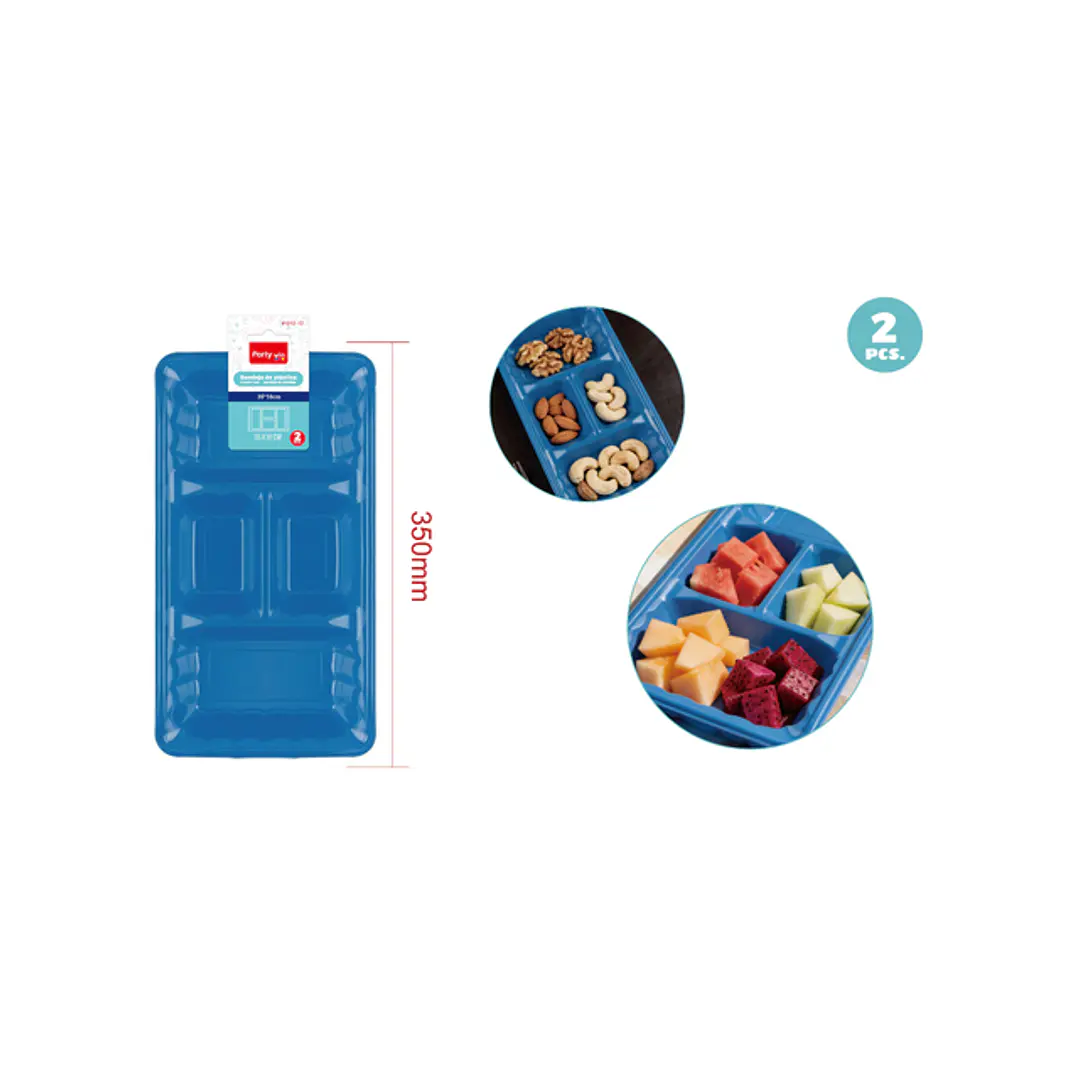 Bandejas Plastico Azul 35X18Cm 2 Unidades 1
