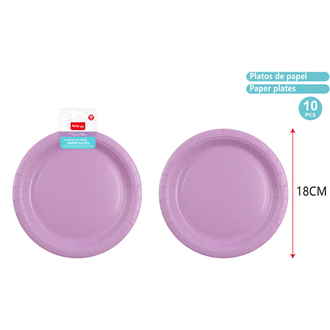 Platos De Papel Morado 18Cm 10 Unidades 1