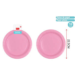 Platos De Cartón Rosado 23Cm 10 Unidades