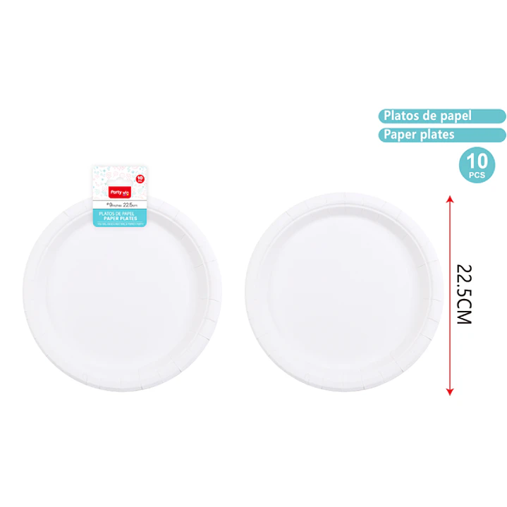 Platos De Papel Blanco 23Cm 10 Unidades 1