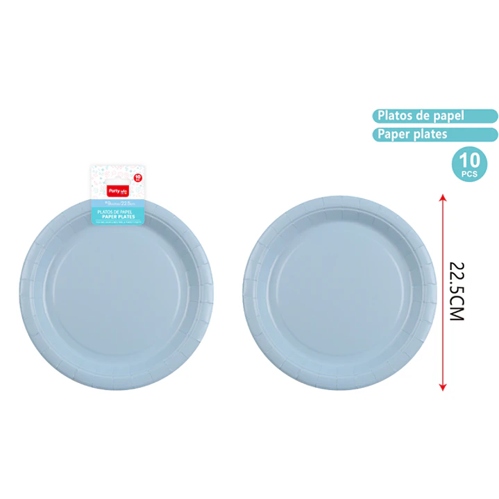 Platos De Papel Celeste 23Cm 10 Unidades 1