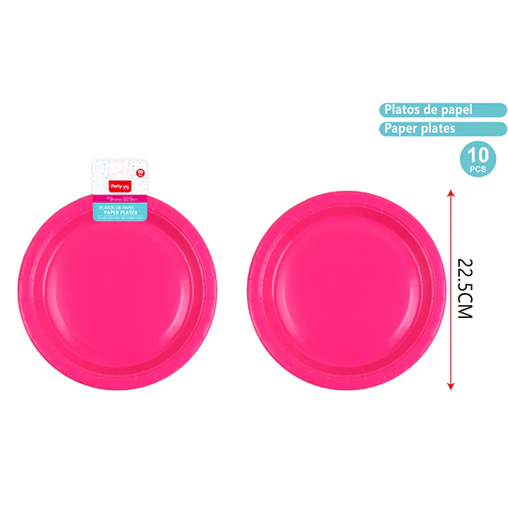 Platos De Papel Fucsia 23Cm 10 Unidades 1