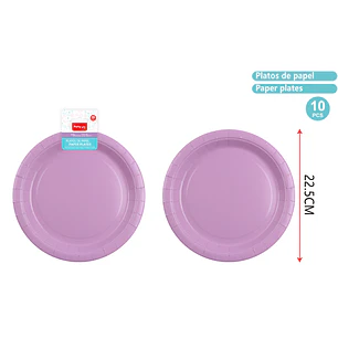 Platos De Cartón Morado 23Cm 10 Unidades