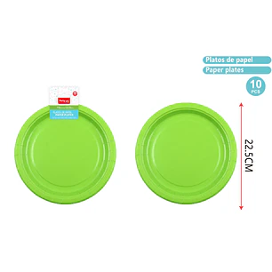 Platos De Cartón Verde 23Cm 10 Unidades