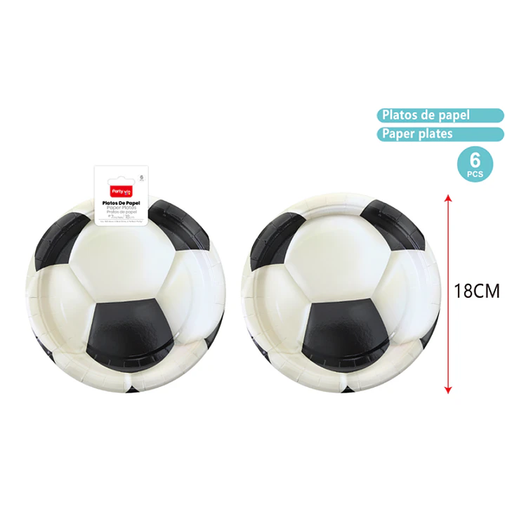 Platos De Papel Futbol 18Cm 6 Unidades 1