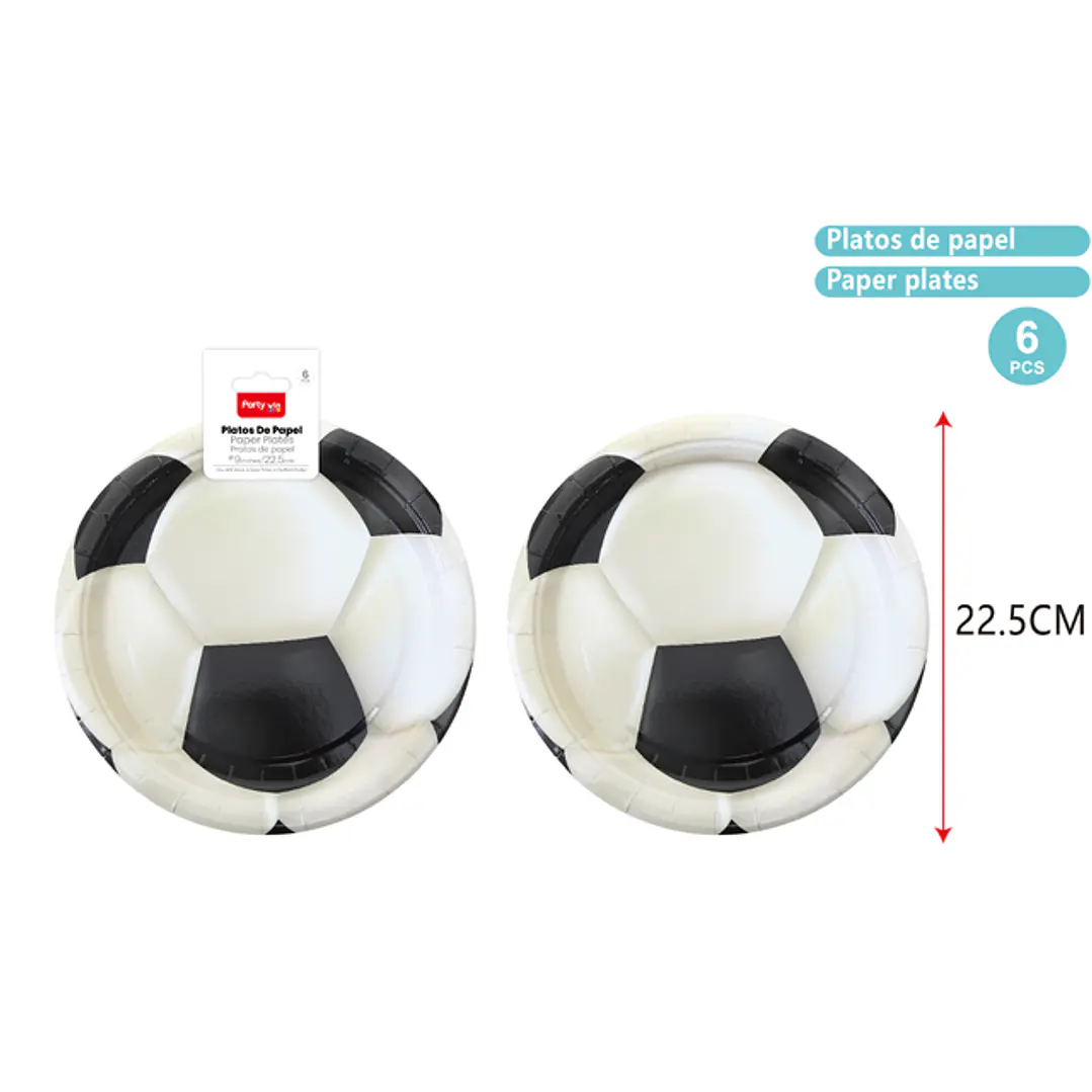 Platos De Papel Futbol 23Cm 6 Unidades 1
