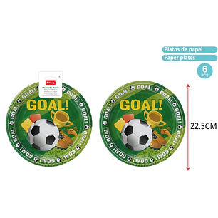 Platos De Papel Futbol 23Cm 6 Unidades