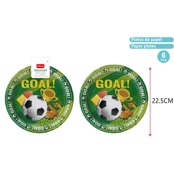 Platos De Papel Futbol 23Cm 6 Unidades 1