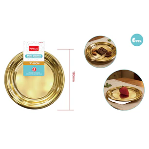 Platos Laminado Dorado 18Cm 6 Unidades