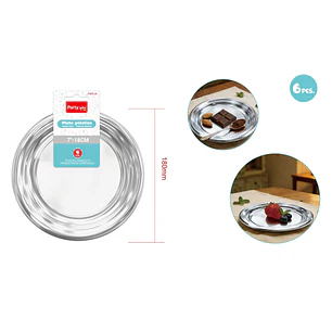Platos Laminado Plateado 18Cm 6 Unidades