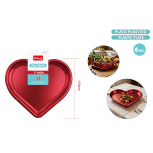 Platos Laminado Corazon Rojo 17Cm 6 Unidades