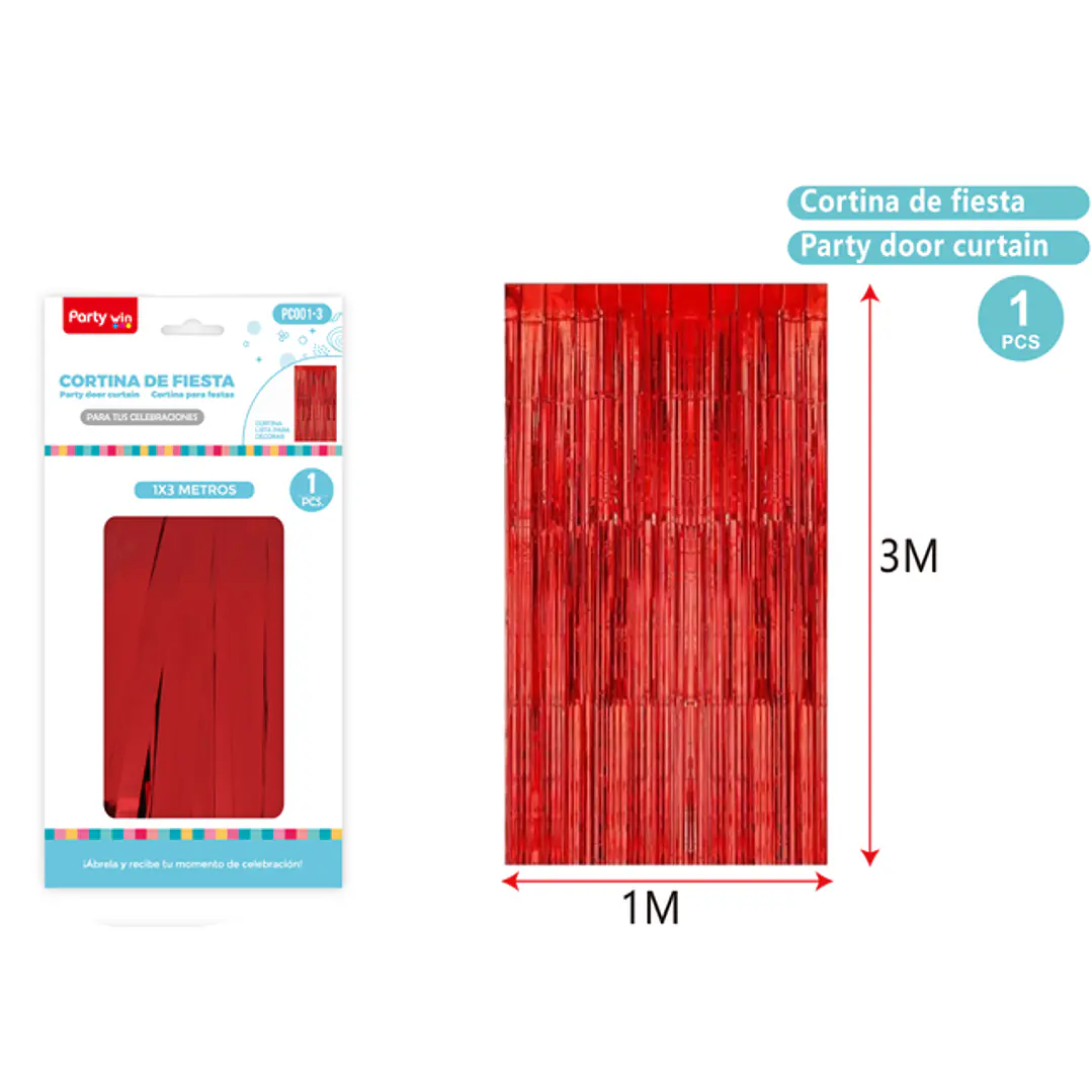 Cortina De Fiesta Rojo 1X3M 1