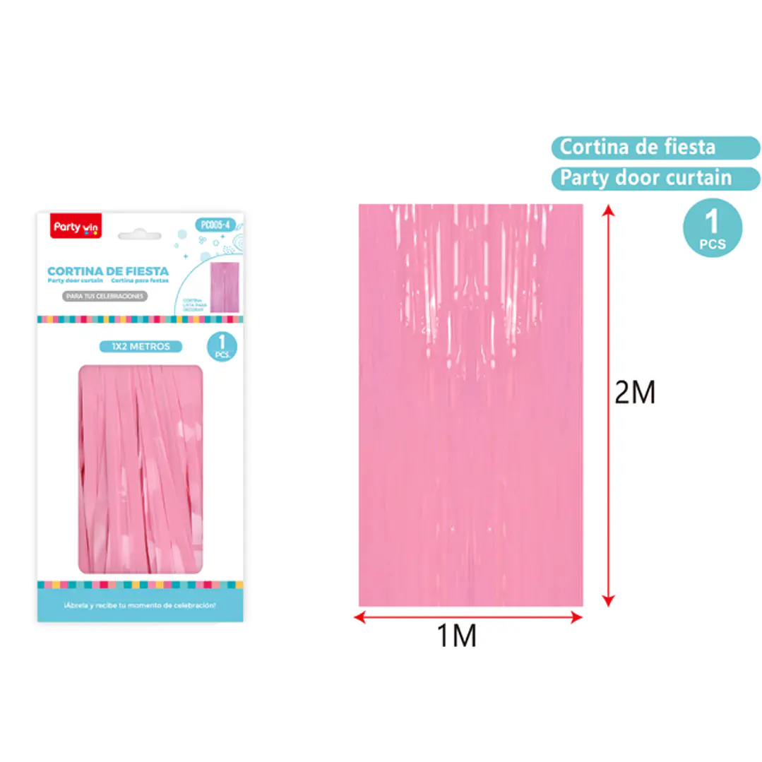 Cortina De Fiesta Pastel Rosado 1X2M 1