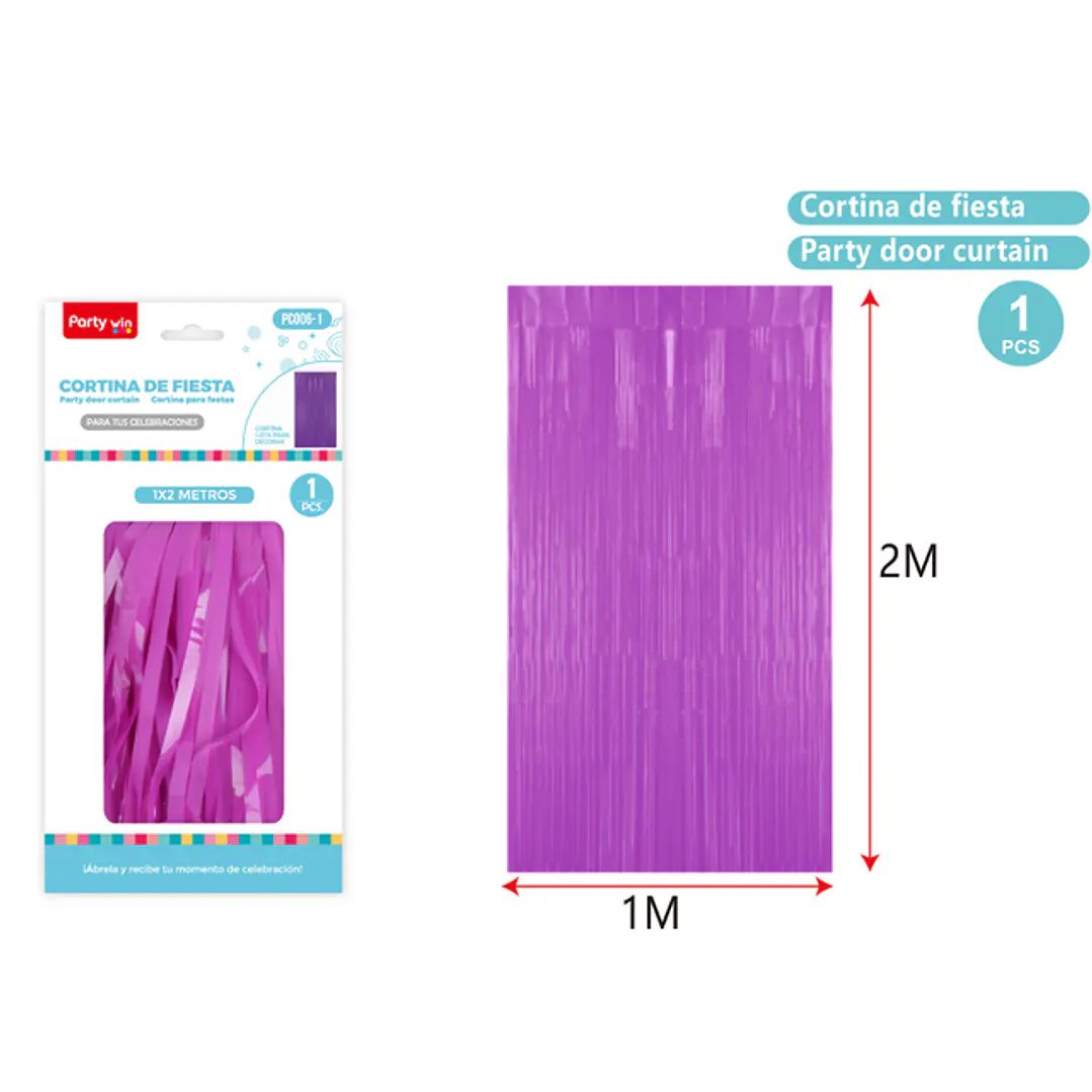 Cortina De Fiesta Flúor Morado 1X2M 1