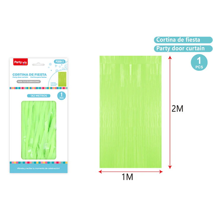 Cortina De Fiesta Flúor Verde 1X2M 1