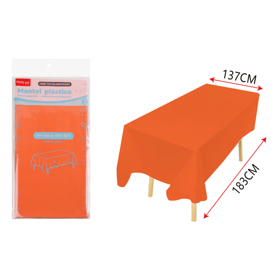 Mantel Plastico Naranjo 137X183Cm 1