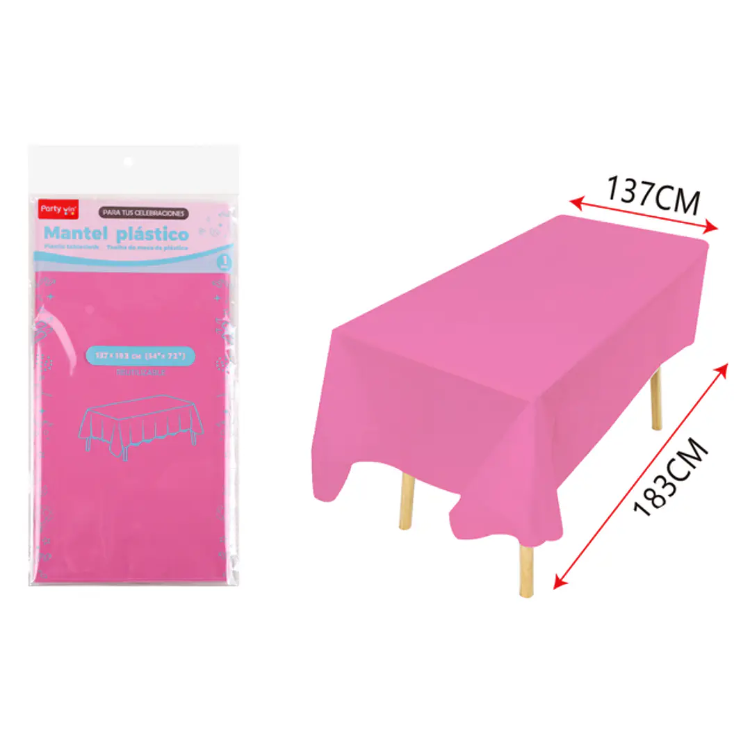 Mantel Plastico Rosado 137X183Cm 1
