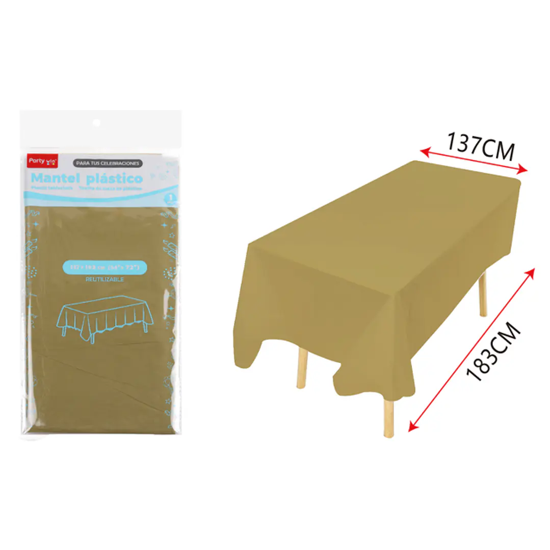 Mantel Plastico Dorado 137X183Cm 1