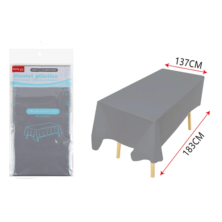 Mantel Plastico Plateado 137X183Cm 1