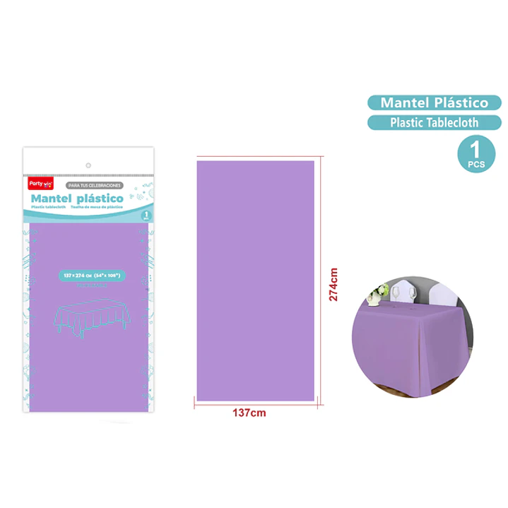 Mantel Plastico Morado Claro 137X274Cm 1