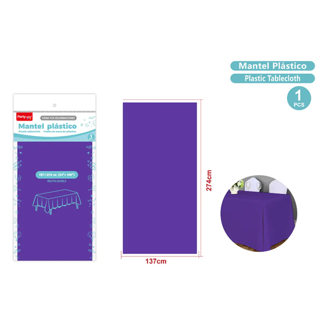 Mantel Plastico Morado 137X274Cm 1
