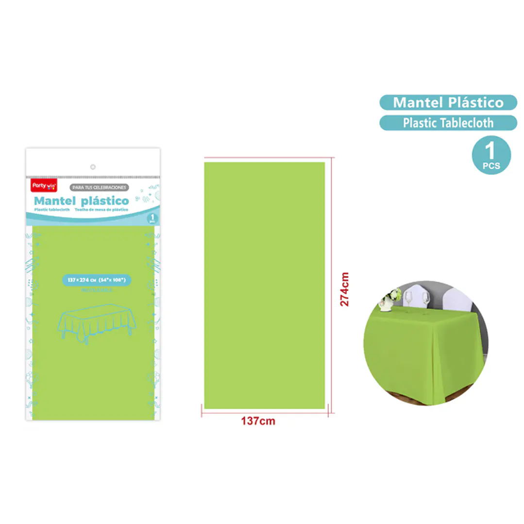 Mantel Plastico Verde 137X274Cm 1