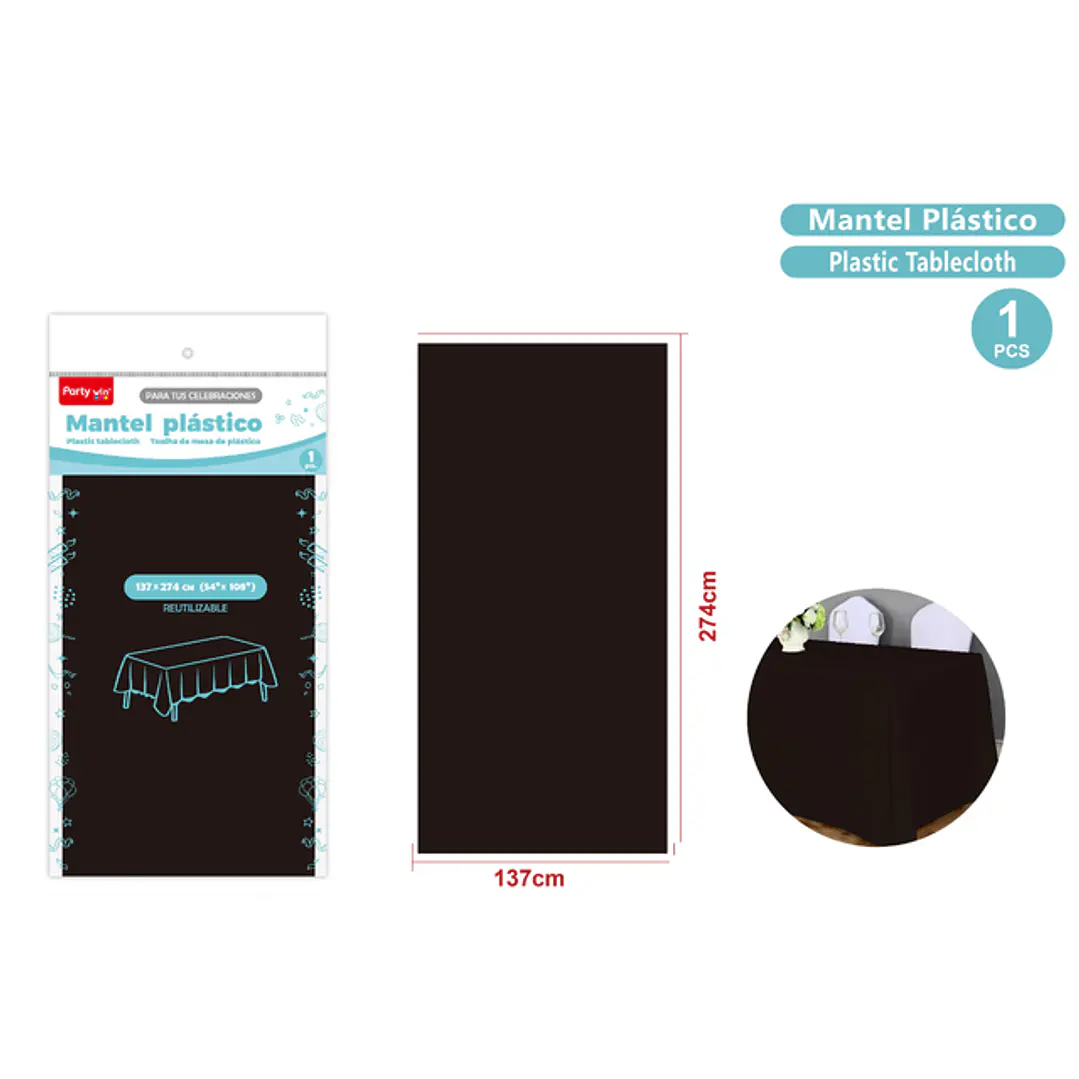 Mantel Plastico Negro 137X274Cm 1