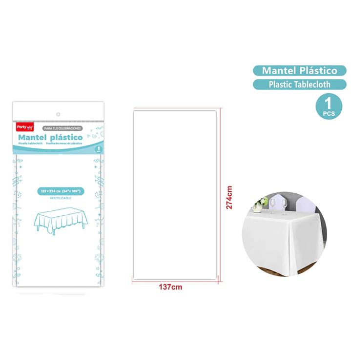Mantel Plastico Blanco 137X274Cm 1