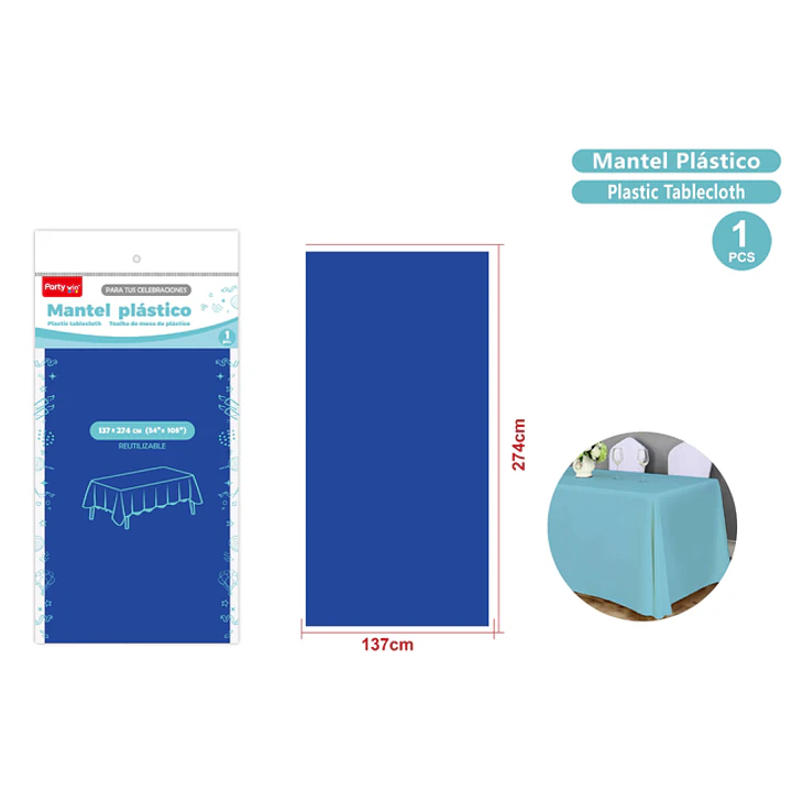 Mantel Plastico Azul 137X274Cm 1