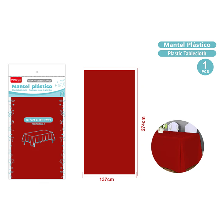 Mantel Plastico Rojo 137X274Cm 1