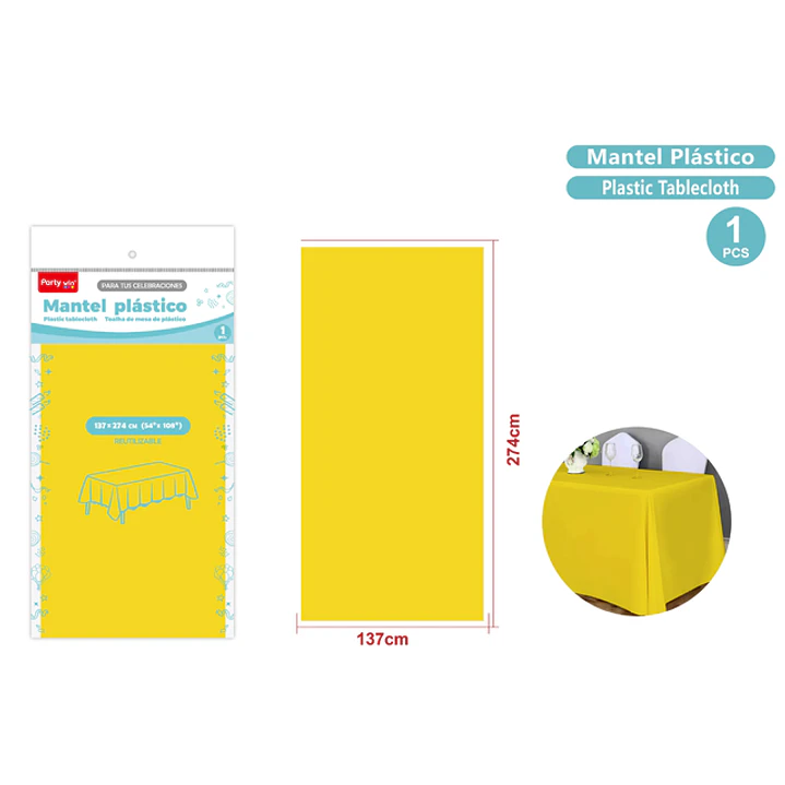Mantel Plastico Amarillo 137X274Cm 1