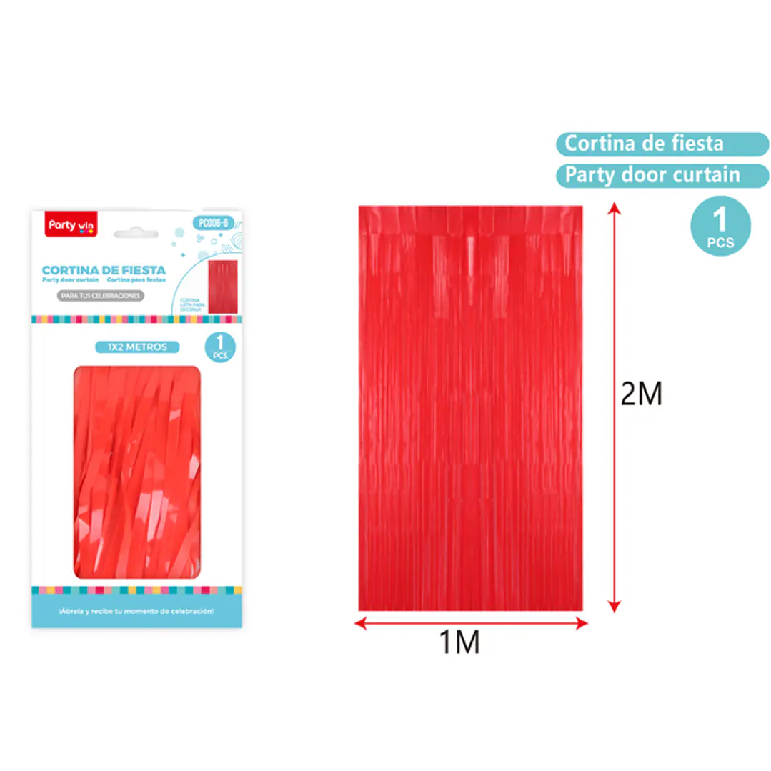 Cortina De Fiesta Flúor Rojo 1X2M 1