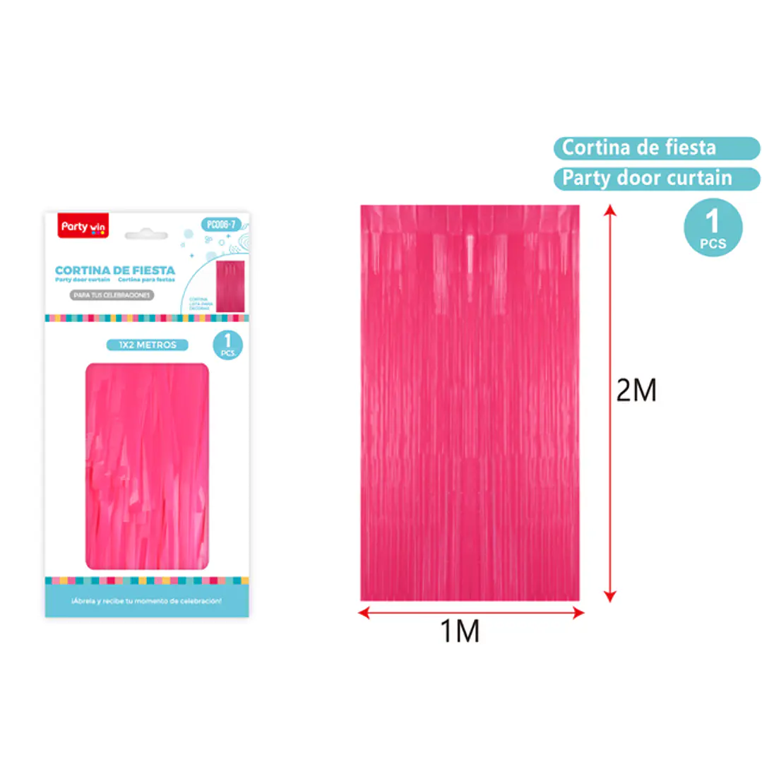 Cortina De Fiesta Flúor Fucsia 1X2M 1