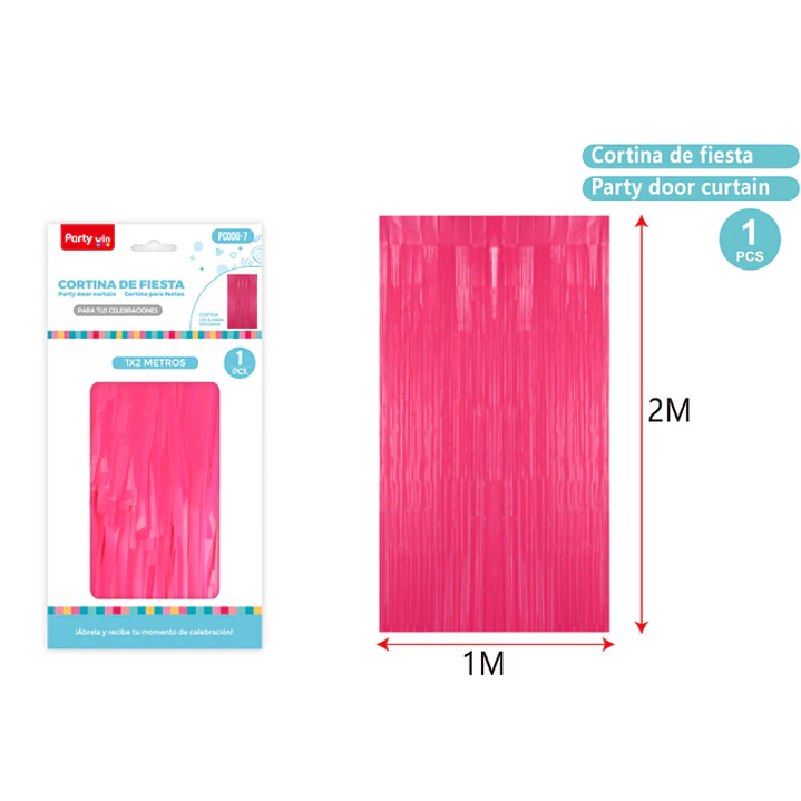 Cortina De Fiesta Flúor Fucsia 1X2M 1