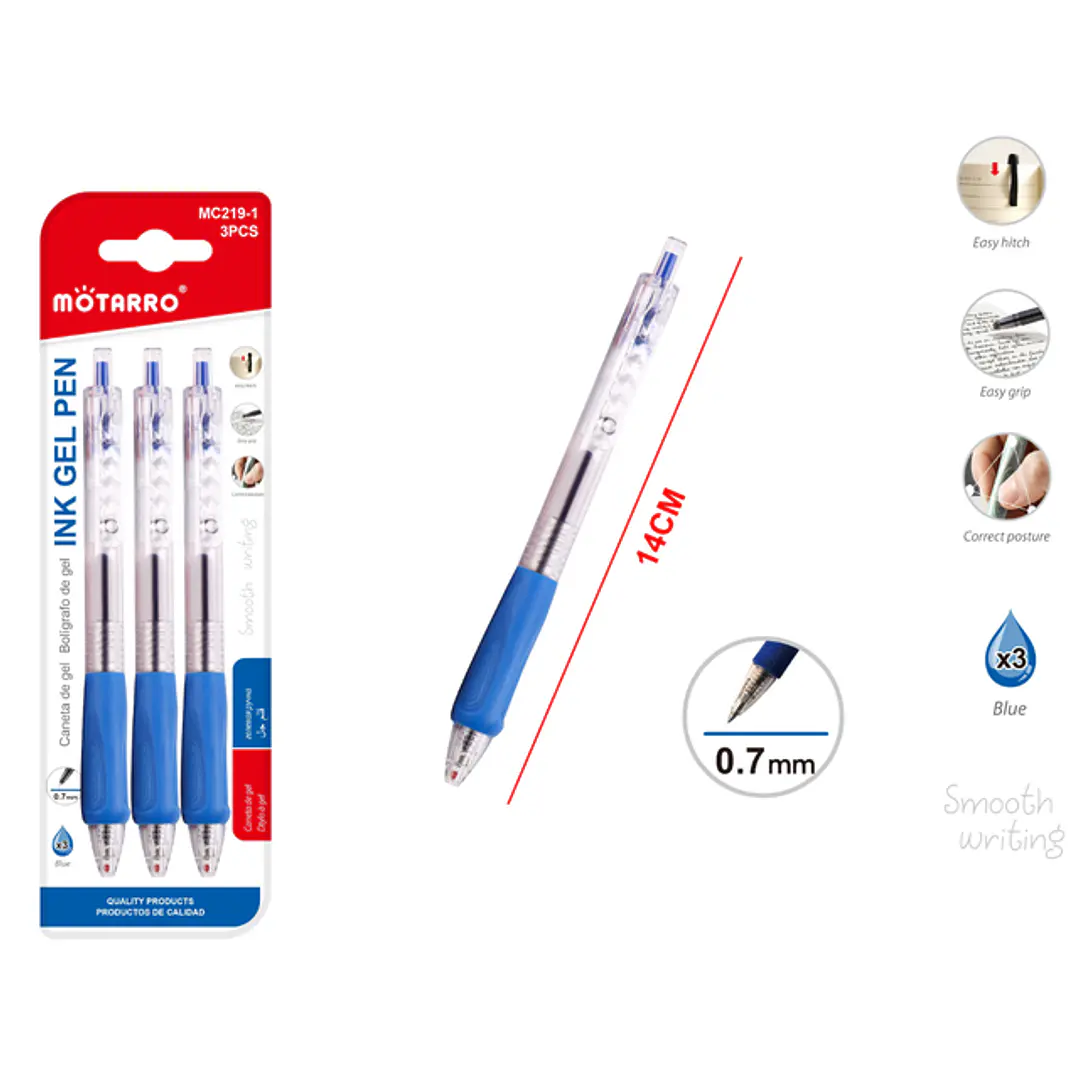 Boligrafos Azul 3 Unidades 0.7Mm 1