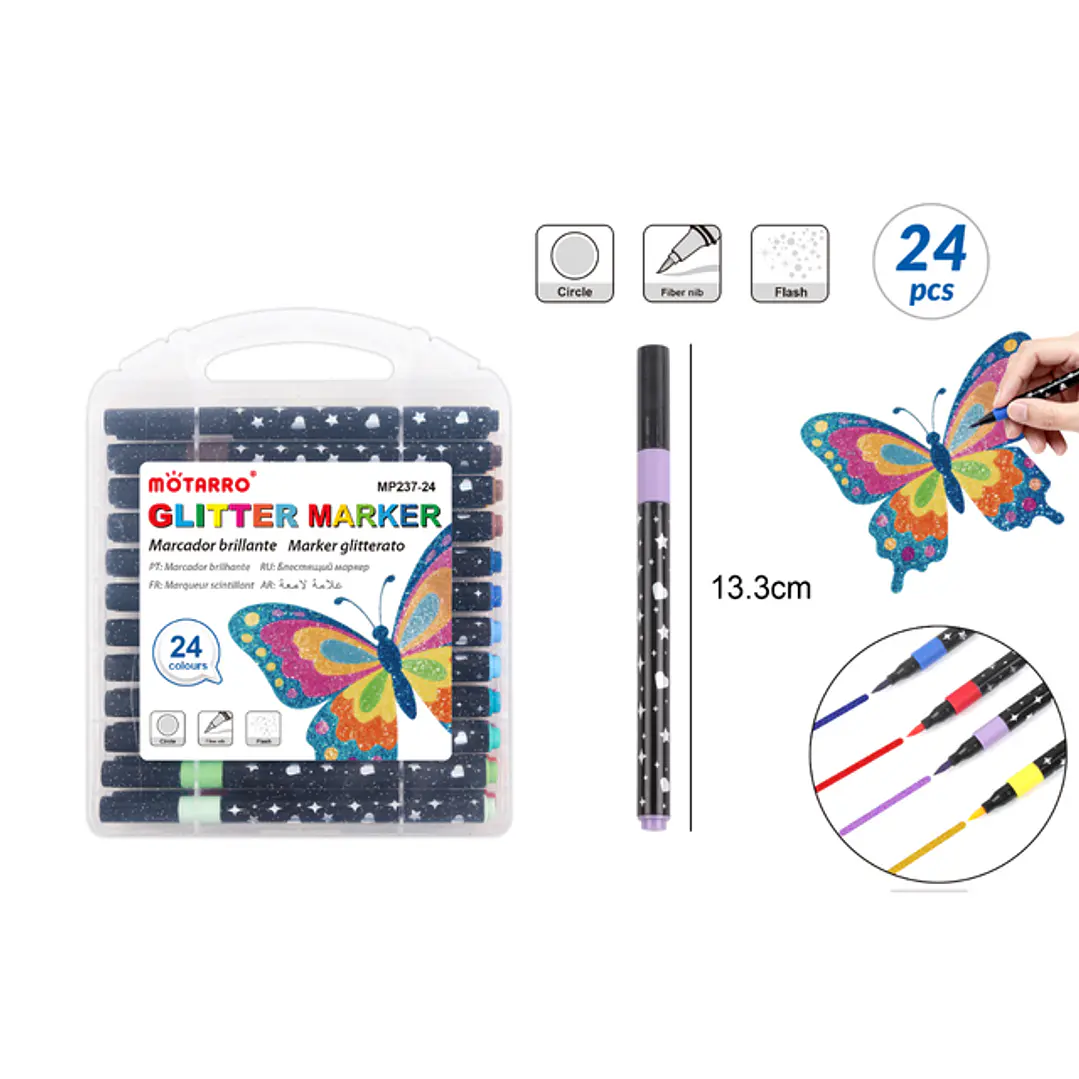 Marcadores De Color Glitter 13.3Cm 24 Unidades 1