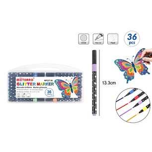 Marcadores De Color Glitter 13.3Cm 36 Unidades