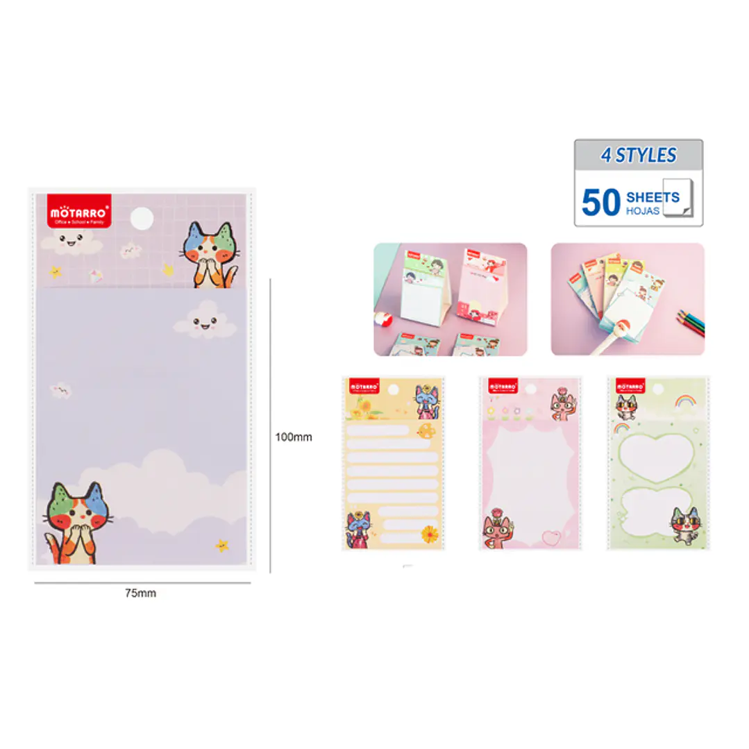 Notas Adhesivas Vertical 50Hojas Gato 1