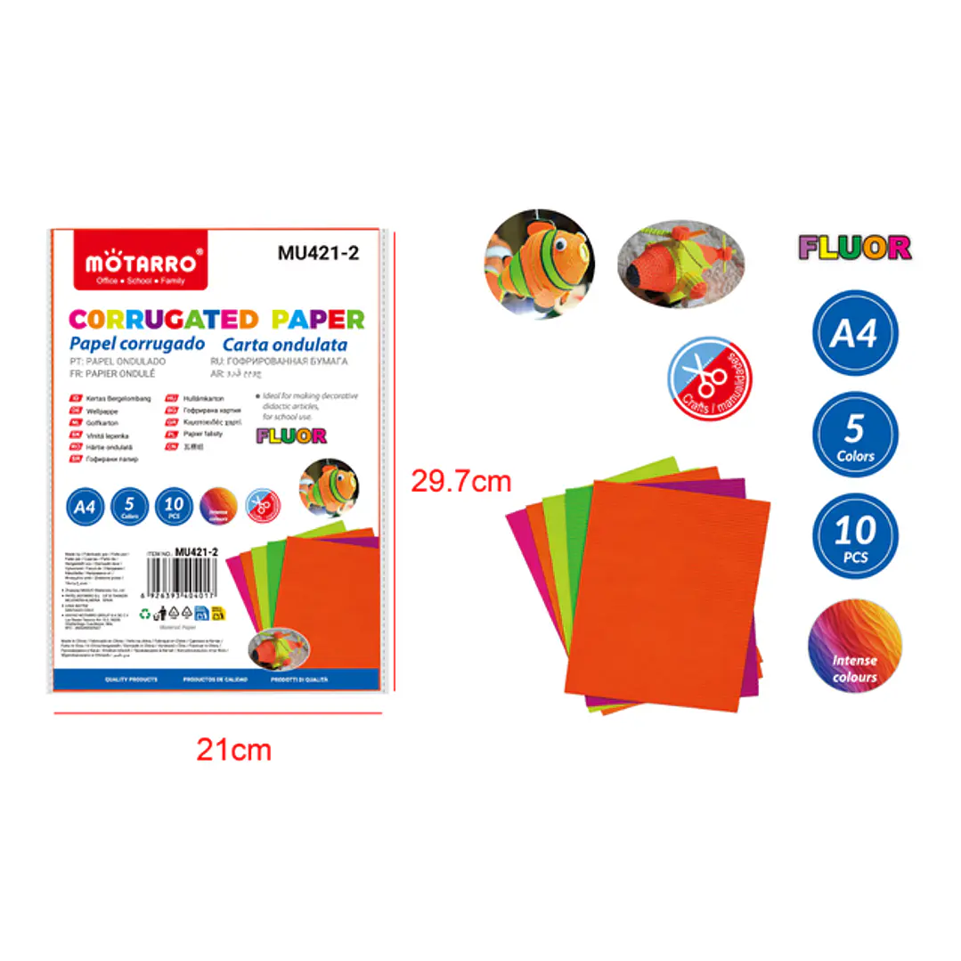 Carton Corrugado Fluor A4 10 Unidades 1