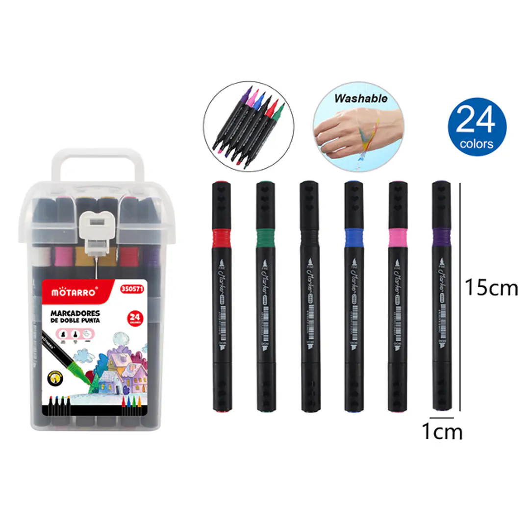 Marcadores De Colores Doblepunta 15Cm 24 Unidades 1