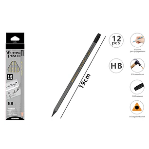 Lapices Grafito Hb Goma 19Cm 12 Unidades