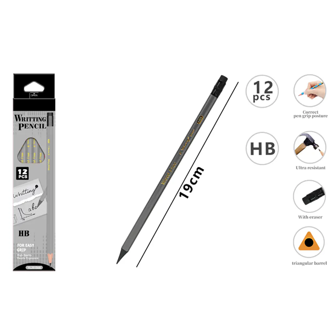 Lapices Grafito Hb Goma 19Cm 12 Unidades 1