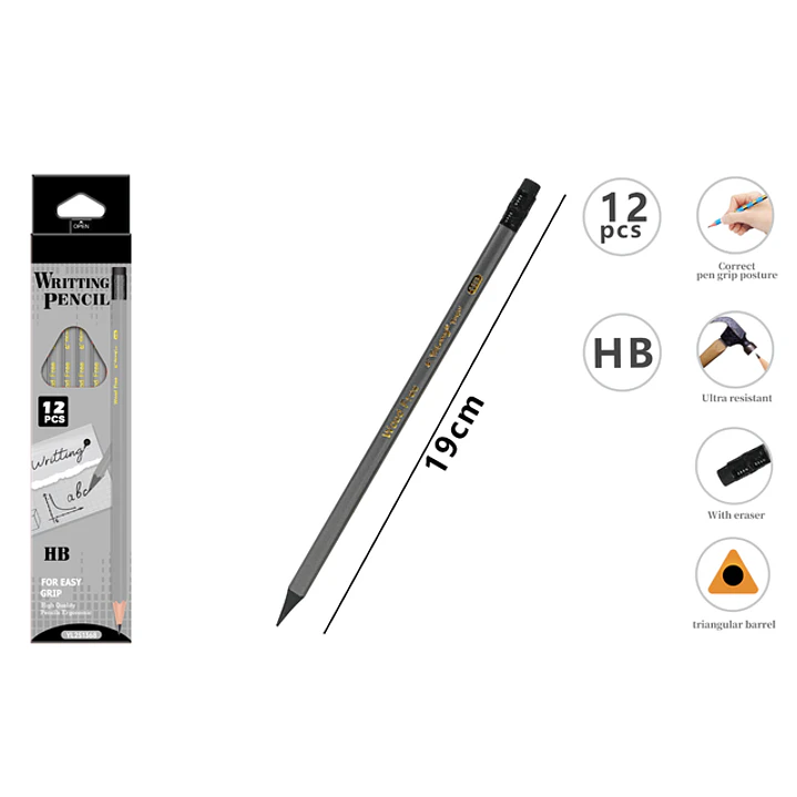 Lapices Grafito Hb Goma 19Cm 12 Unidades 1